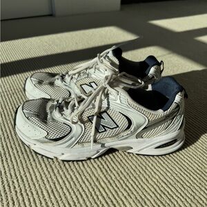 New Balance 530 White and Navy Women's Sneakers